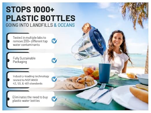 Epic Water Filters Pure Filter Pitchers for Drinking Water, 10 Cup 150 Gallon Filter, Tritan BPA Free, Removes Fluoride, Chlorine, Lead, Forever Chemicals