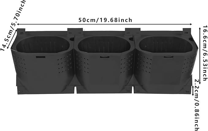 12Pieces 3-Pot Wall Planter Vertical Garden Plant Walls Wall Mounted Vertical Planter with Water-Storage Layer Stackable Wall-Mounted Flower Pot for Gardens, Balconies 180.78lbs Total Capacity (Black)