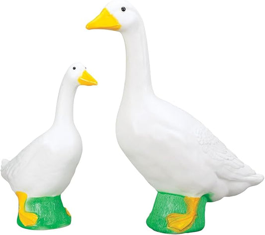 Fox Valley Traders Gaggleville Porch Goose Bundle Goose and Baby Statue – Charming Outdoor Decorative Figurine for Garden, Patio, or Entryway Accent