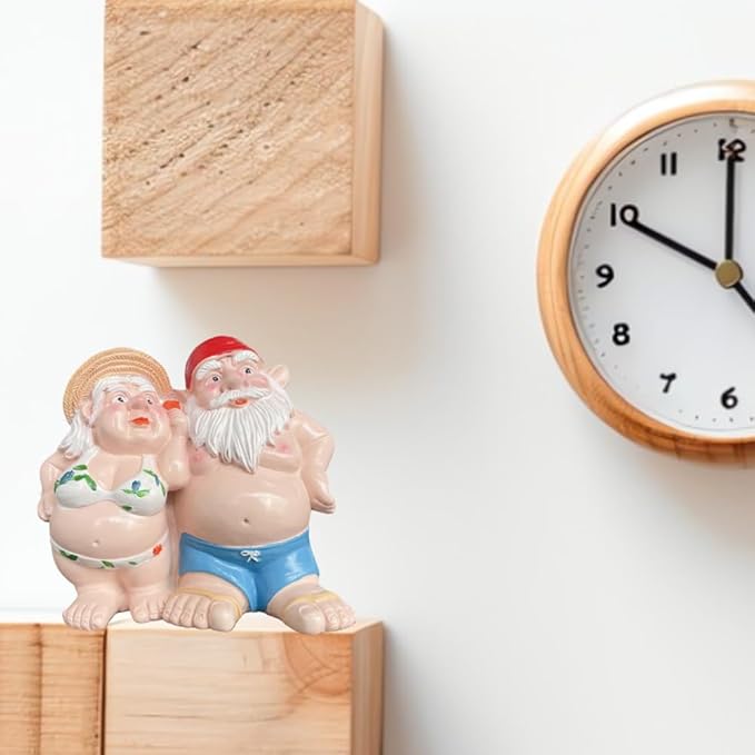 Women Man Double Gnomes Statue, Durable Resin Miniature Garden Gnome Decoration for Indoor Outdoor Decor, Gnome Ornament for House Yard Lawn Terrace Housewarming Halloween Garden Style Decor (A-01)