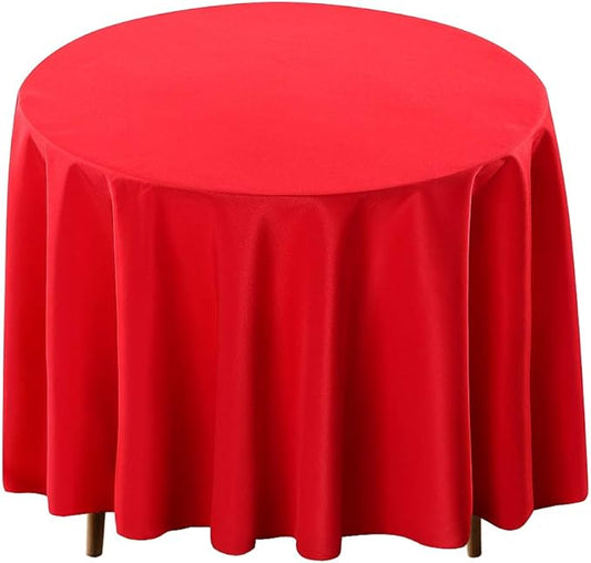 Surmente Red Tablecloth for Round Tables, 120-inch Round Table Cloths for Weddings, Banquets, or Restaurants