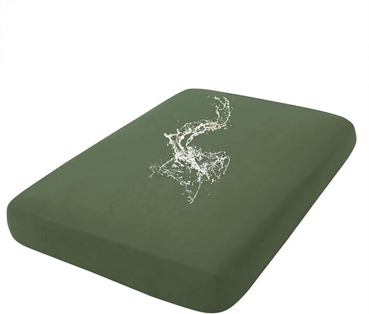 hyha Waterproof Couch Cushion Covers, Stretch Sofa Couch Seat Slipcover for Dog Washable, Non-Slip Waterproof Outdoor Cushion Covers for Patio Furniture Replacement (1 Piece for Large, Bronze Green)