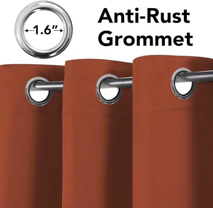 H.VERSAILTEX Blackout Curtains for Bedroom Thermal Insulated Room Darkening Living Room Curtains 63 Inch Long Grommet Privacy Protection Window Curtain Panels/Drapes for Nursery,2 Panels,Orange