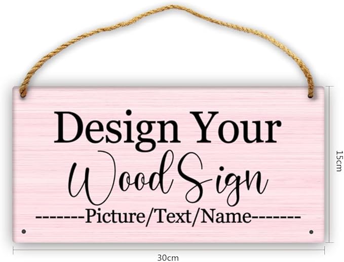 Personalized Rustic Wooden Sign, Custom Plaque Wall Hanging, Art Wood Board Sign for House, Customized Name Sign, Gifts for Family Members Teachers Friends 11.8x5.9 inch