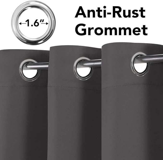 H.VERSAILTEX Blackout Curtains for Bedroom Thermal Insulated Room Darkening Living Room Curtains 63 Inch Long Grommet Privacy Protection Window Curtain Panels/Drapes, 2 Panels, Charcoal Grey