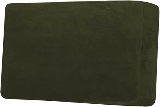 H.VERSAILTEX Velvet Stretch Individual Cushion Cover Plush Cushion Slipcover for Loveseat Sofa Furniture Protector Seat Cushion Sofa Cover (1 Piece Loveseat Cushion Cover, Olive)