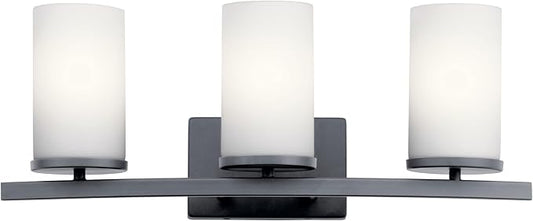 KICHLER 45497BK Crosby Vanity, 3-Light 300 Total Watts, Black
