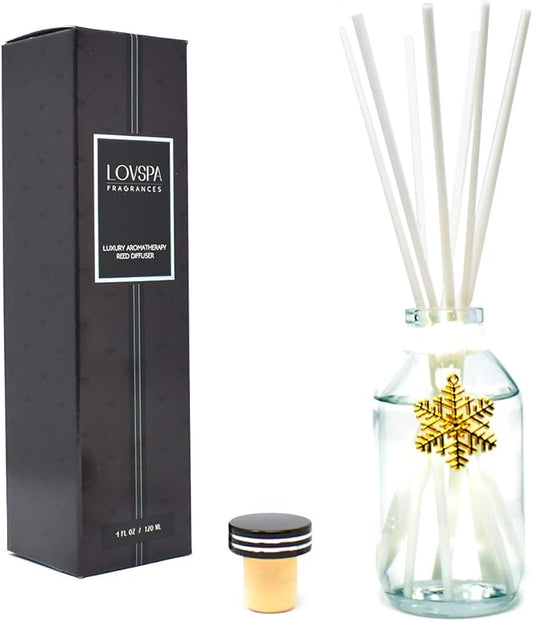 LOVSPA Reed Diffuser Set, Peppermint Bark Scented Oil Diffuser with Sticks, Home Fragrance Accessories for Bathroom Shelf Decor, Aroma Diffusers for Home or Office Desk, USA Made
