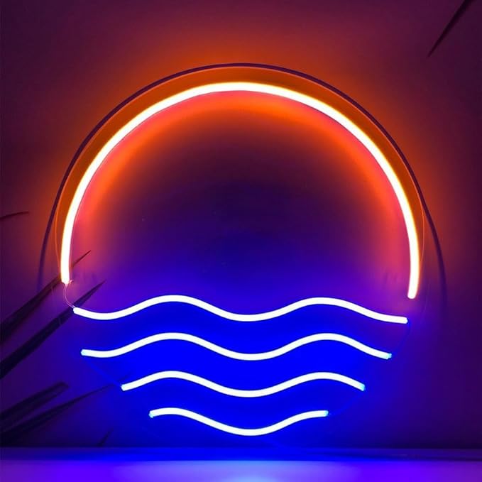 LED Decorative Lights USB Mountains Sunrise Sunset Led Neon Signs Home Decoration Wall Art Holiday Gift Brightness Adjustable 15''x15''
