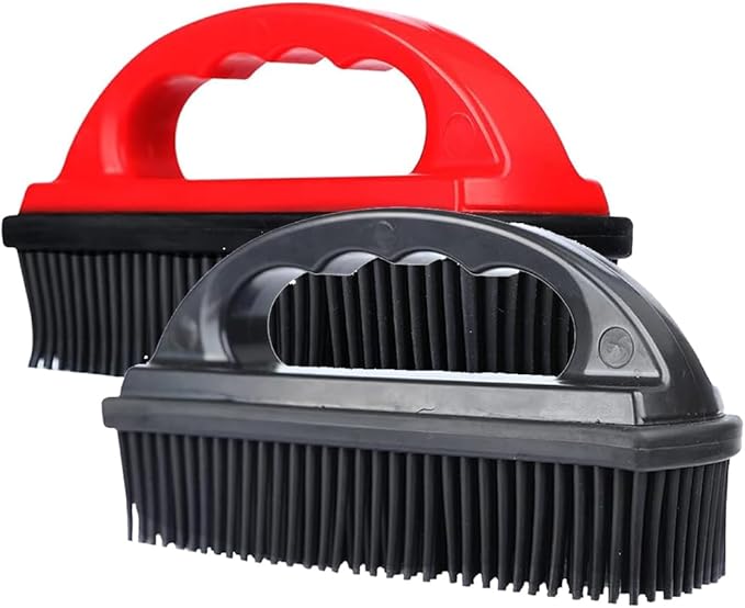 Rubber Pet Hair Removal Brush Lint & Hair Removal Cat Dog Hair Remover Brush Pet Hair Removal Tool Silicone Lint and Debris Remover for Cleaning,Grooming,Lint and Fur Removal,Home (Red&Black)