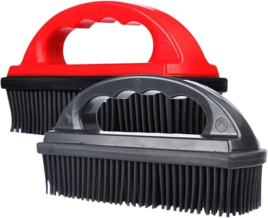 Rubber Pet Hair Removal Brush Lint & Hair Removal Cat Dog Hair Remover Brush Pet Hair Removal Tool Silicone Lint and Debris Remover for Cleaning,Grooming,Lint and Fur Removal,Home (Red&Black)
