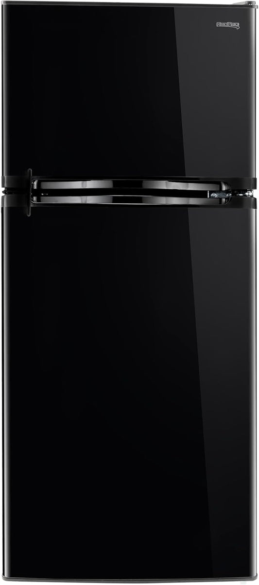 RecPro 10 Cu Ft 12V RV Refrigerator | Black Frost-Free Fridge with Freezer | Double Door, Adjustable Shelves, Reversible Door, Built-In Lock | 23.5”W x 26”D x 59”H | Off-Grid & Dry Camping Ready
