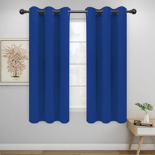Easy-Going Blackout Curtains for Bedroom, Solid Thermal Insulated Grommet and Noise Reduction Window Drapes, Room Darkening Curtains for Living Room, 2 Panels(46x63 in, Classic Blue)