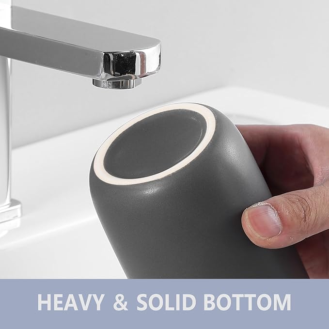 Matte Grey Toothbrush Holders - Ceramic Toothpaste Holders Set, Reusable Toothbrush Cup, Bathroom Counter Organizer