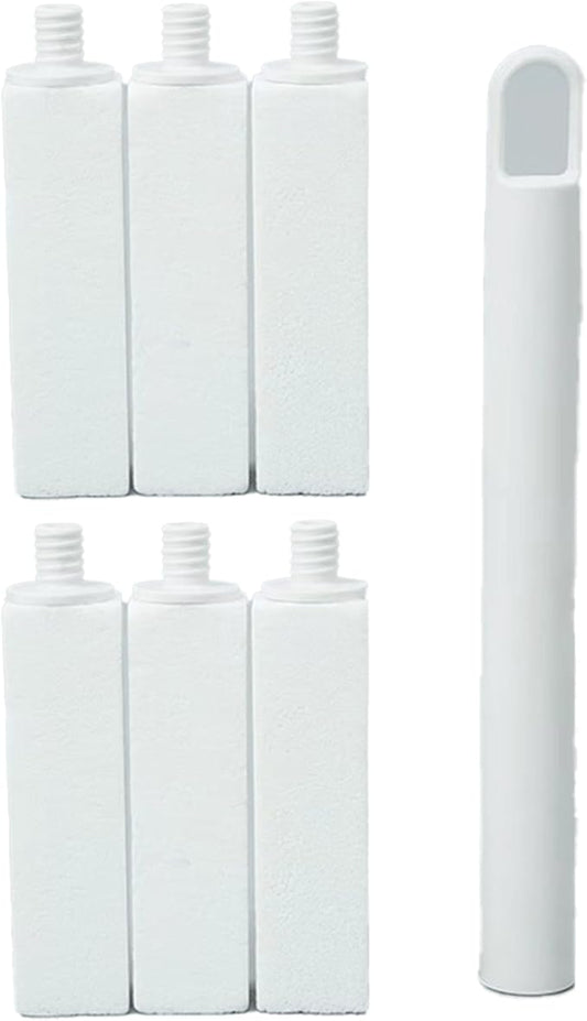 Pumice Stone Toilet Bowl Cleaner | Long Handle & Eco-friendly Screw-on Pumice Stones | Scouring Stick for Toilet Cleaning, Stain Removal on Toilets, Grills, Tiles, Grout & Pools | 6 Pack