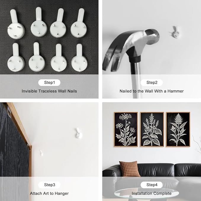 HPNIUB Vintage Floral Framed Canvas Wall Art Set, Minimalist Botanical Wall Decor, Nature Inspired Wildflower Leaf Wall Painting, Farmhouse Neutral Artwork for Living Room, Bedroom, Office-16 x24 x3