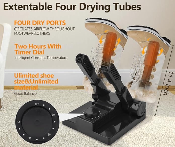 Portable Electric Shoe Glove Boot Dryer Warmer with Folding and Drying Rack