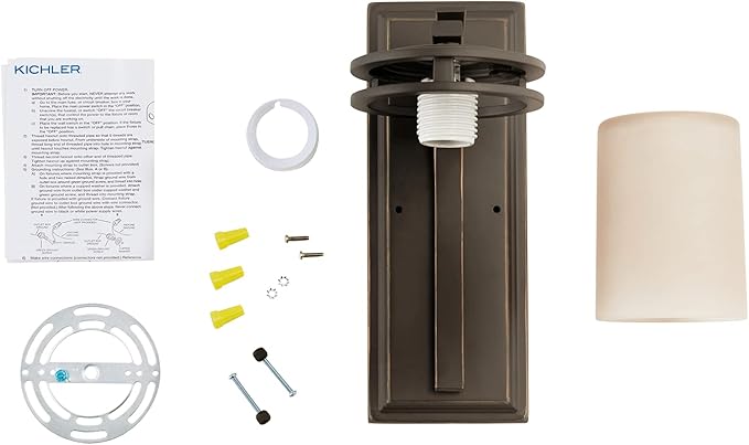 Kichler Hendrik 12” Wall Light Fixture in Olde Bronze with Umber Etched Glass, 1-Light Wall Lamp for Bedroom or Living Room, 5076OZ