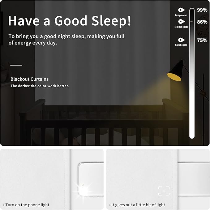 Easy-Going Blackout Curtains for Bedroom, Solid Thermal Insulated Grommet and Noise Reduction Window Drapes, Room Darkening Curtains for Living Room, 2 Panels(42x63 in, Ivory)