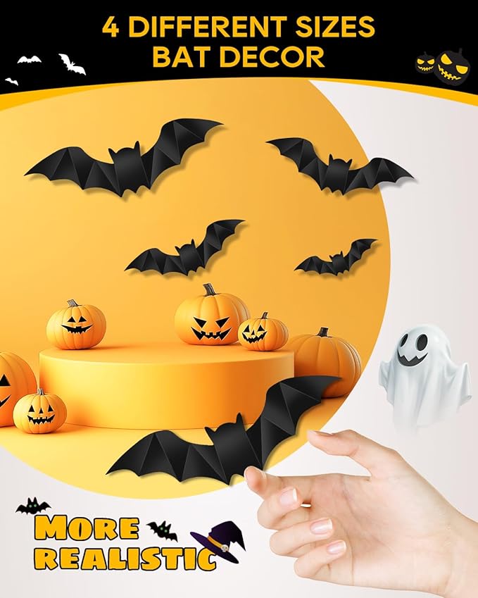 eZAKKA Halloween Table Cloth with 16 Pcs Bats Wall Decor, Spider Web Table Cloth Black Tablecloth Lace Fabric Table Cloths for Rectangle for Parties Gothic Spooky Home Decorations, 53x68 Inch