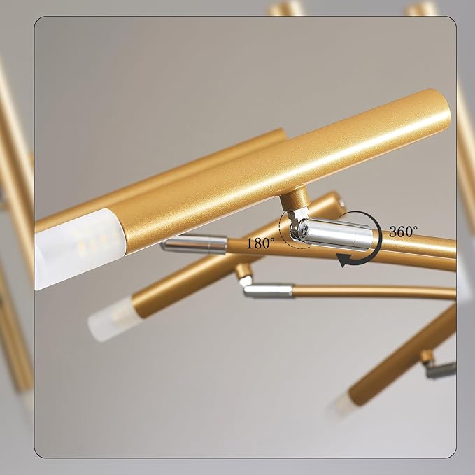 Gold Modern Chandelier 39.4" Large Chandelier Lighting Adjustable Ceiling Pendant Light 12 Light Pendant Light Fixtures for Living Room Dining Room Foyer