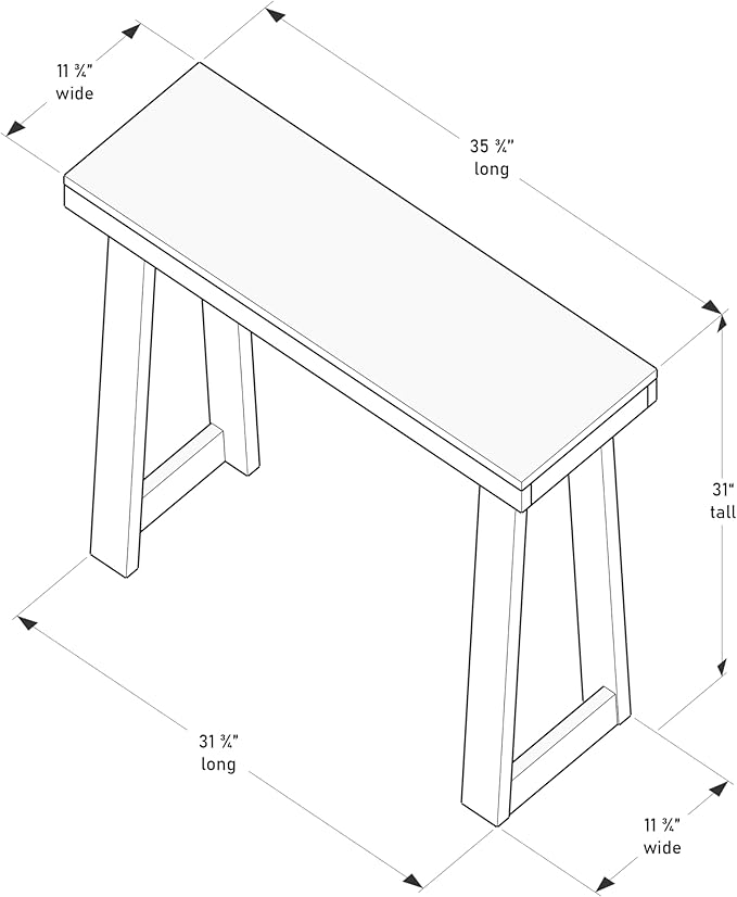 Plank+Beam Solid Wood Console Table, 36 Inch, Sofa Table, Narrow Entryway Table for Hallway, Behind The Couch, Living Room, Foyer, Easy Assembly, White