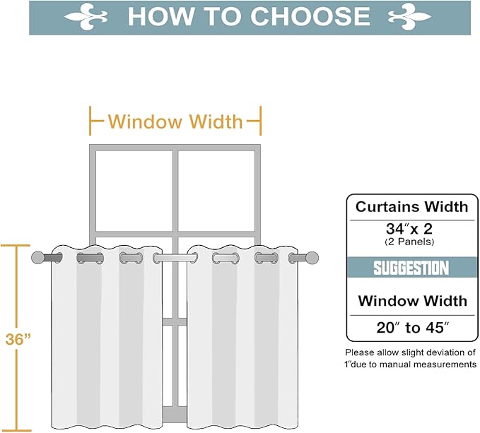ChrisDowa Small Window Curtains for Kitchen and Bedroom - Grommet Short Thermal Insulated Room Darkening Curtains (2 Panels, Dark Grey, 34 x 36 Inch)