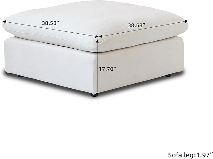 JACH U Shaped Sectional Couches, Cloud Sectional Couch with Deep Seat, 119" Down Filled Modular Sofa with Chaise, Covers Removeable & Washable, Sofas Furniture for Living Room, White