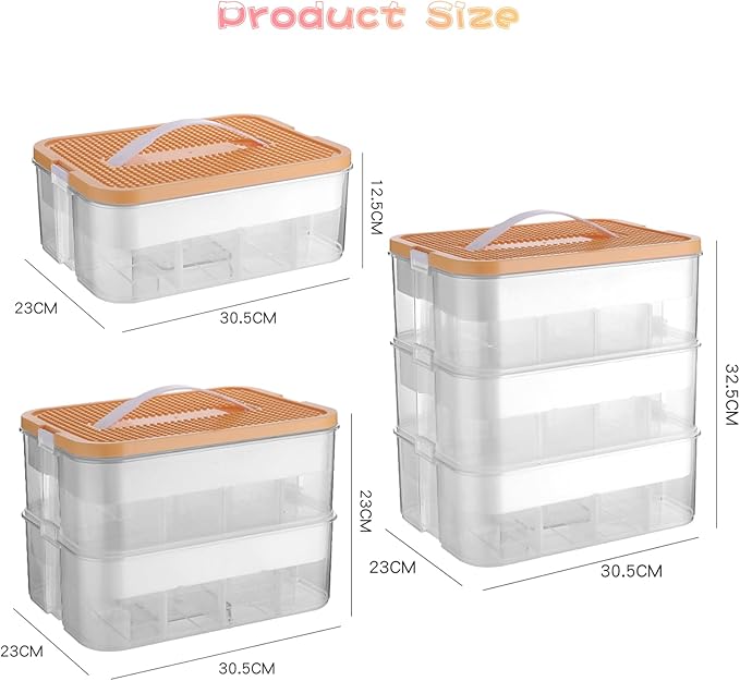 Toys Organizer Storage Case for Lego Box Kids Toy Stackable Building Blocks with Lids Bins Adjustable Lego Storage Containers Plastic Toy Box 2 Layer (Lemon)