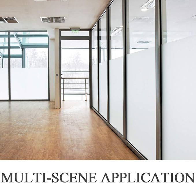 HIDBEA Frosted Window Privacy Film Non-Adhesive, Reusable UV Protection Window Glass Films Colorful Self Static Cling Removable Window Stickers (White Frosted, 17.7 Inch x 8.2 Feet)