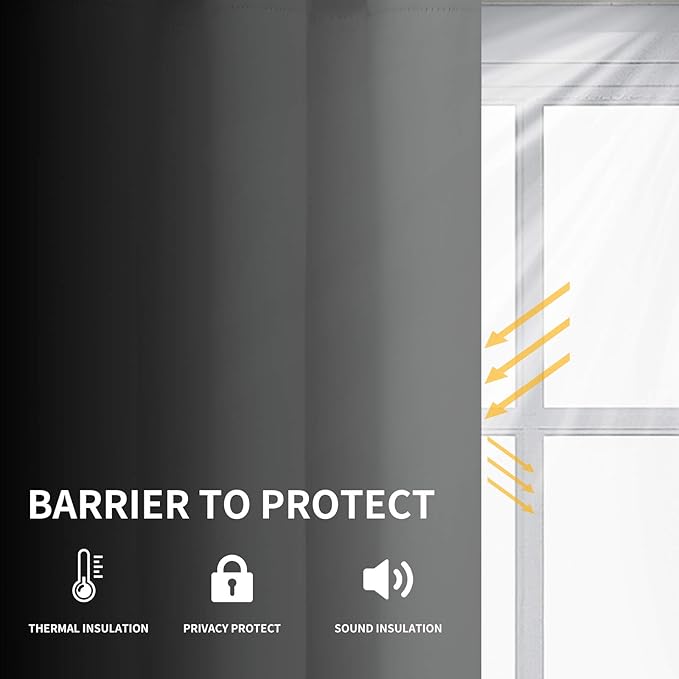 Easy-Going Blackout Curtains for Bedroom, Solid Thermal Insulated Grommet and Noise Reduction Window Drapes, Room Darkening Curtains for Living Room, 2 Panels (52x63 in,Light Gray)