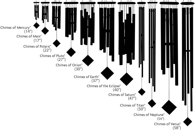 Woodstock Chimes Pluto Wind Chime for Outside 37" Grey Medium Tone Sound for Outdoor Garden, Patio, Porch Decor Gifts, Encore Collection, DCY37