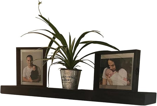 joelsantiques 30 Inch Floating Shelves for Wall - 30x6x2 in - Natural Wood, Easy Install - Heavy Duty Rustic Book Shelves - Bathroom, Kitchen, Living Room - Black