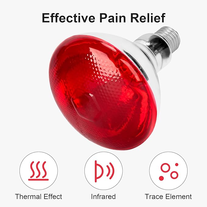 Infrared Bulb Heat Lamp, Red Light Therapy Heat Bulbs, Infrared Light Bulb for Body Suitable for E26/E27 Socket