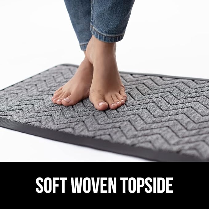 GORILLA GRIP All-Season WeatherMax Doormat, 47x35, Durable Natural Rubber, Stain and Fade Resistant, Low Profile, Indoor Outdoor Door Mats, Easy Clean Patio Entrance Mat, Steel Chevron