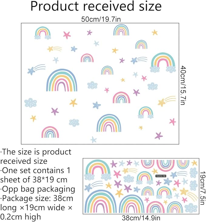 Quanhaigou Rainbow Clouds Stars Glow in The Dark Wall Stickers DIY Home Decor for Kid Boys Girl Bedroom Bathroom Decorations
