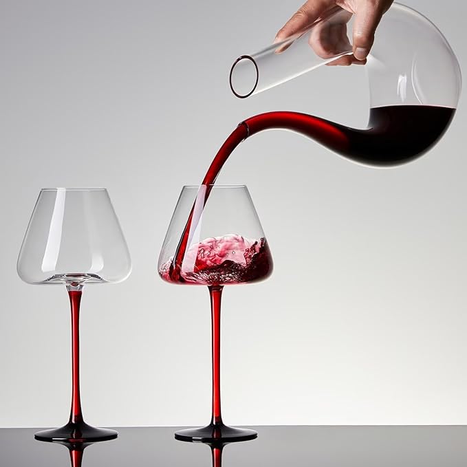 1PC Luxurious U-Shaped Crystal Glass Wine Decanter - High-End European Style, Harp Design, Red Wine, Large Capacity, Perfect for Home, Restaurant, and Household Use