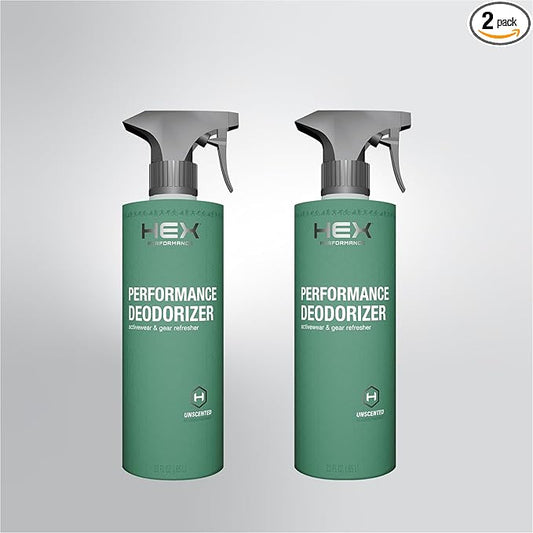 HEX Performance Deodorizing Spray, Unscented, 44oz (Pack of 2) - Awesome for Shoes, Gear, Activewear & Fabrics, Yoga Mats & Gym Equipment, Carpet, Pets, Odor Eliminator & Fabric Refresher Spray
