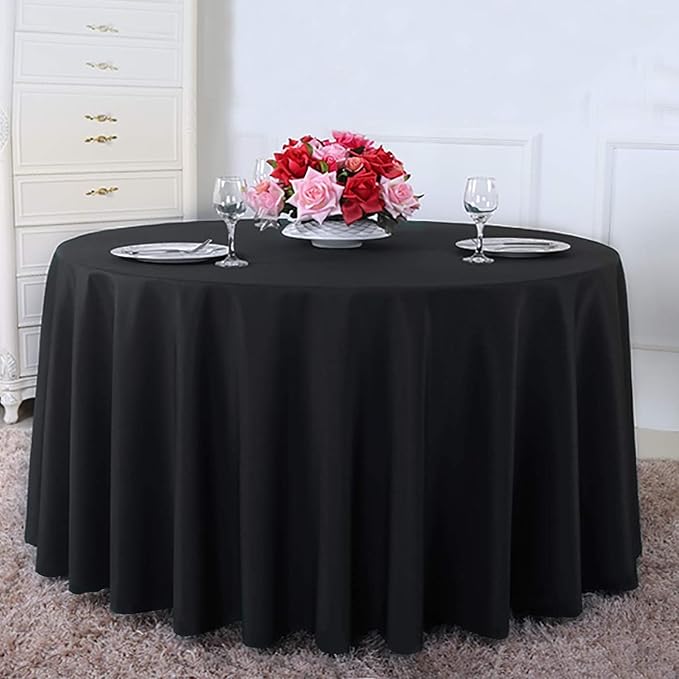 Surmente 120 inch Round Tablecloths -10 Pack Black Round Table Cloths, Polyester Fabric Table Covers for Wedding, Party, Banquet, or Restaurant
