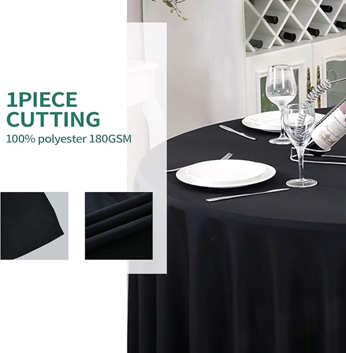 Surmente 120 inch Round Tablecloths -10 Pack Black Round Table Cloths, Polyester Fabric Table Covers for Wedding, Party, Banquet, or Restaurant