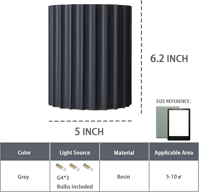 LightInTheBox Modern LED Wall Sconce Minimalist Resin Wall Light Nordic Style Half-Cylinder Tree Root Desgin Up and Down Light for Stairs Hallway Bedroom (Grey)