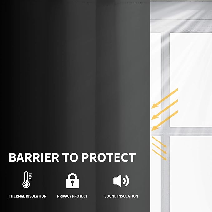 Easy-Going Blackout Curtains for Bedroom, Solid Thermal Insulated Grommet and Noise Reduction Window Drapes, Room Darkening Curtains for Living Room, 2 Panels (52x108 in,Gray)