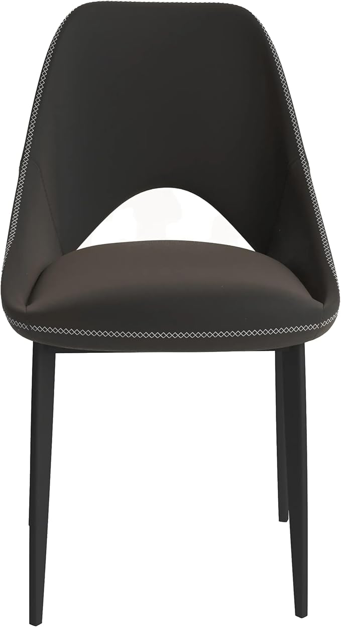 LeisureMod Amalfi Upholstered Fabric Dining Chair – Modern Side Chair with Iron Legs, Mid-Century Accent Chair for Dining Room or Kitchen