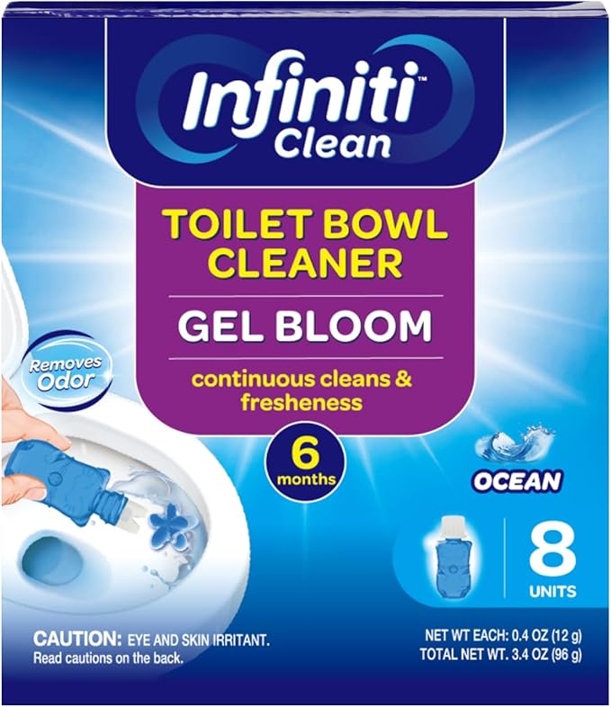 Toilet Gel Stamp - 8 Packs Toilet Bowl Cleaner Gel with Automatic Click, Freshener for Toilet Maintenance, 3.4oz, 6 Month Supply (Ocean)