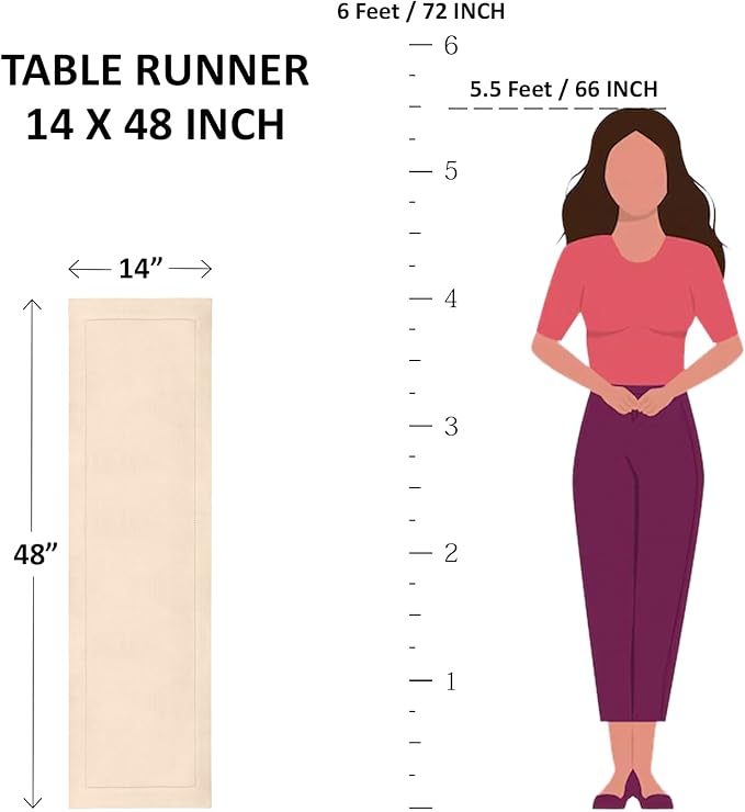 Solino Home Linen White Table Runner 48 Inches - 100% Pure Linen Small Table Runner 14 x 48 Inch Ideal for Dresser and Coffee Tables - Fall, Autumn, Halloween, Thanksgiving - Fete
