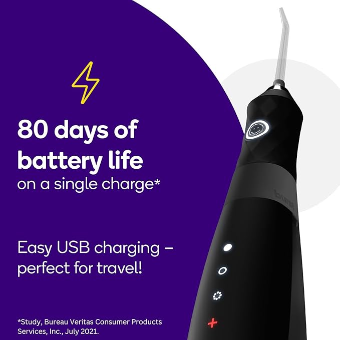 Burst Electric Water Flosser for Teeth Cleaning (3 Modes/Rose Gold) | Cordless | Plaque Removal Between Braces & Dental Work | Portable Floss | Refillable 110mL Tank