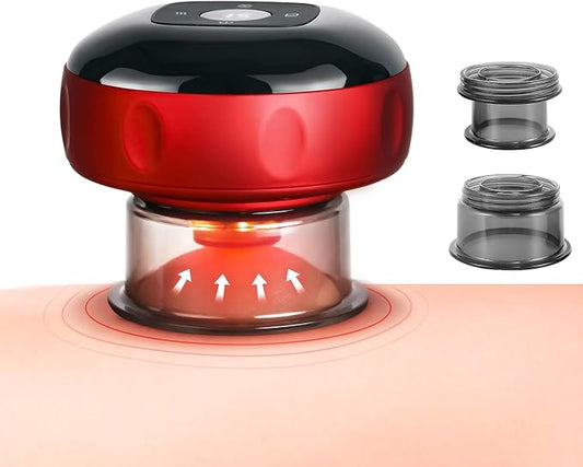 TISSCARE 5-in-1 Electric Cupping Massager Kit – 12-Level Temperature & Suction Control for Muscle Relaxation, Includes 2 Replaceable Cups