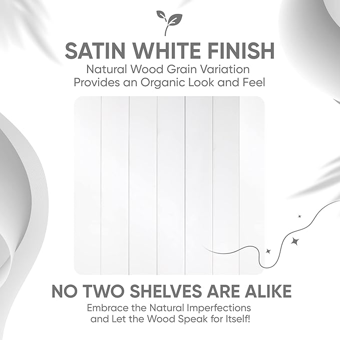 Homeforia White Floating Shelf 18 inch, High End Solid Real Wood 18inch Bathroom Floating Shelves for Wall Mounted, White Wooden 18in Floating Shelves, Heavy Duty Bracket, 18 X 6.5 X 1.75 in, Set of 4