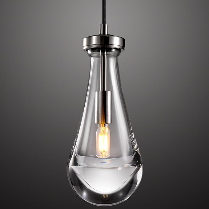 Modern Raindrop Pendant Lights, Kitchen Island Pendant Lights, Nickel Colored Brass Base Dining Room Light Fixture, and Interior Chandelier in The Living Room Hallway, Including The Bulb