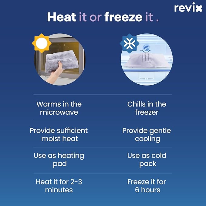 REVIX Microwave Heating Pad for Knee Support, Heated Knee Wrap with Moist Heat for Stiffness, Elbow & Joint, Microwavable Hot or Cold Compress for Women & Men